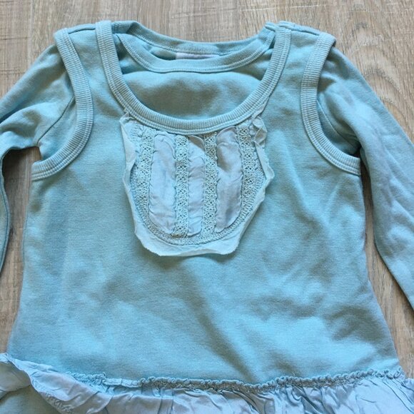 Naartjie Kids Girls Ruffle Layered Long Sleeve Dress Tunic Sz 4 Blue - Picture 3 of 6